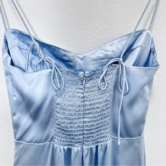 Reformation Marguerite Dress 100% Silk Tie Strap in Light Blue Women's Size 4 - Picture 5 of 13